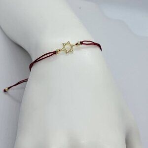 Jewish Star of David Bracelet – 925 Silver with Adjustable Red String